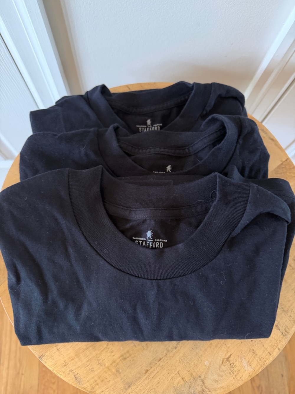 Stafford Men's Black Short Sleeve Crew Neck Tee - Pack of 3